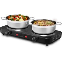 Fogão Cooktop Elétrico indução 1 e 2 Bocas Fogareiro Portátil 2000w Mesa Viagem Camping Acampamento Trava Segurança Níveis Temperatura Regulável
