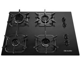 Fogão Cooktop Elétrico Mueller 4 Bocas À Gás Ultra Chama Bivolt Mesa em Vidro