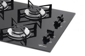 Fogão cooktop fischer 4 bocas gás mesa vidro preto 5713 bivolt