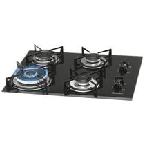 Fogao cooktop fischer 4 bocas tripla chama a gas mesa vidro preto