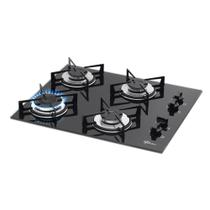 Fogão Cooktop Fischer 4 Queimadores Gás Mesa Vidro Preto Bivolt