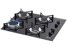 Fogão Cooktop Fischer 4Q Gás Mesa Vidro - Preto