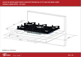 Fogao cooktop fischer 5 bocas tripla chama fit line gas vidro preto 26300.57079