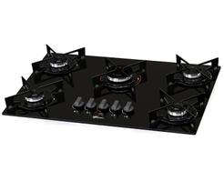 Fogao cooktop fischer 5 queimadores fit line gas mesa vidro preto