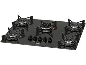 Fogão Cooktop Fischer 5Q Fit Line Gás Mesa Vidro