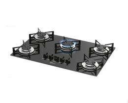 Fogão Cooktop Fischer 5Q Gás Mesa Vidro Preto 1642