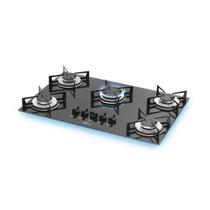 Fogão Cooktop Fischer 5Q Gás Mesa Vidro Preto