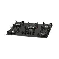 Fogão Cooktop Fischer 5Q TC Fit Line Gás Mesa Vidro Preto