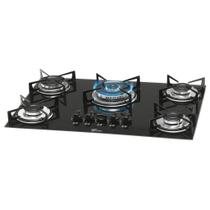 Fogão Cooktop Fischer 5Q TC Gás Mesa Vidro PRETO