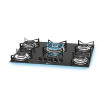 Fogão Cooktop Fischer 5Q Tripla Chama Gás Mesa Vidro Preto