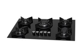 Fogão Cooktop Fischer 5Q Tripla Chama Infinity Gás Mesa Vidro Preto Bivolt