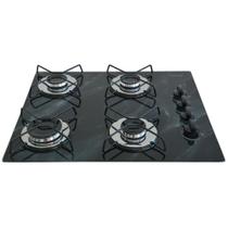 Fogão Cooktop Gás 4 Bocas Ultra Chama 127v/220v Marmo Preto - Chamalar