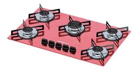 Fogão Cooktop Gás Chamalux 5 Bocas Ultra Chama Rosa 110v/220v Trempe de Chapa