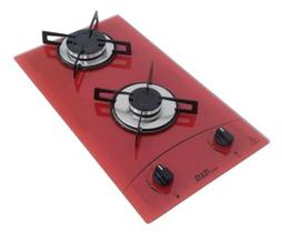 Fogão cooktop Gás D&D 2 bocas vermelho - acendimento automático - D&D Metal