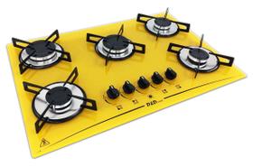 Fogão Cooktop Gás D&D 5 bocas amarelo -Acendimento automático - D&D Metal