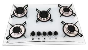 Fogão Cooktop Gás D&D 5 bocas branco - acendimento automático