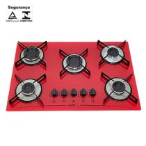 Fogão Cooktop Gás D&D 5 bocas vermelho - acendimento automático Fogão Cooktop Gás D&D 5 bocas vermelho - acendimento automático
