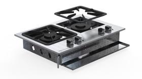 Fogão Cooktop Industrial Aço Inox 2 Bocas Queimador Duplo