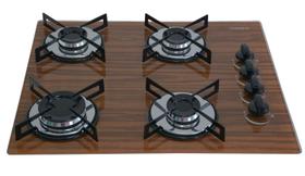 Fogão Cooktop Premium 4 Bocas Ultra Chama Amadeirado Escuro Mais Vendido - Chamalar