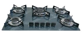 Fogão Cooktop Premium 5 Bocas Tripla Chama Marmorizado Cinza