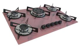 Fogão Cooktop Premium 5 Bocas Tripla Chama Marmorizado Rosa