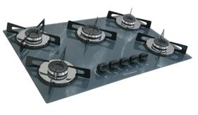 Fogão Cooktop Premium 5 Bocas Ultra Chama Marmorizado Cinza