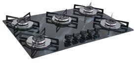 Fogão Cooktop Premium 5 Bocas Ultra Chama Marmorizado Preto Fogão Cooktop Premium 5 Bocas Ultra Chama Marmorizado Preto