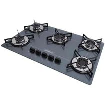 Fogão Cooktop Tripla Chama 5 Bocas Bivolt Prata Chamalux