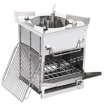 Fogão de acampamento dobrável portátil de aço inoxidável REDCAMP 27x22x6cm Fogão de acampamento dobrável portátil de aço inoxidável REDCAMP 27x22x6cm