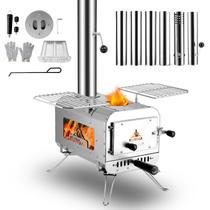 Fogão de Barraca KUNGKA Portátil em Aço Inoxidável para Queima de Lenha Fogão de Barraca KUNGKA Portátil em Aço Inoxidável para Queima de Lenha