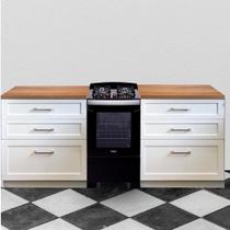 Fogão de Chão 4 Bocas À Gás Mesa Vidro Temperado Grades Ferro Digital Forno Cozinha Moderna Preto