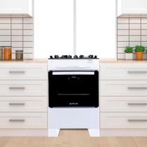 Fogão de Chão Piso À Gás 4 Bocas Acendimento Automático Forno Cozinha Moderna Atlas Branco