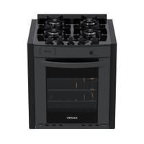 Fogão de Embutir 4 Bocas Gaudi Prisma Vitreo BL Grafite Gás GLP Com Forno GDPMV450 - Venax 18616