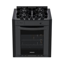 Fogao de Embutir 4 Bocas Venax Gaudi Prisma Vitreo Bl Grafite Gas Glp