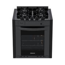 Fogao de Embutir 4 Bocas Venax Gaudi Prisma Vitreo Bl Grafite Gas Glp