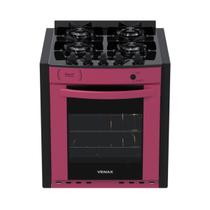 Fogao de Embutir 4 Bocas Venax Gaudi Prisma Vitreo Bl Pink Gas Glp