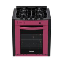 Fogao de Embutir 4 Bocas Venax Gaudi Prisma Vitreo Bl Pink Gas Glp