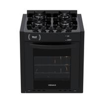 Fogao de Embutir 4 Bocas Venax Gaudi Prisma Vitreo Bl Preto Gas Glp