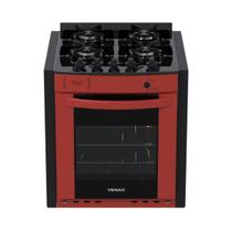 Fogao de Embutir 4 Bocas Venax Gaudi Prisma Vitreo Bl Vermelho Gas Glp