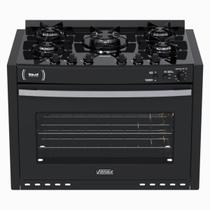 Fogao de Embutir 5 Bocas Venax Gaudi Platinum Vitreo Preto Gas Glp