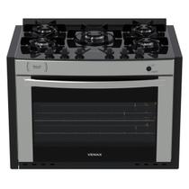 Fogao de Embutir 5 Bocas Venax Gaudi Prisma Vitreo Bl Inox Gas Glp