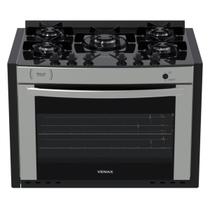Fogao de Embutir 5 Bocas Venax Gaudi Prisma Vitreo Bl Inox Gas Glp