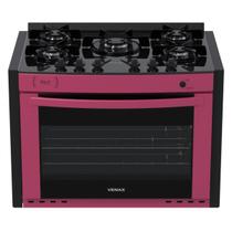 Fogao de Embutir 5 Bocas Venax Gaudi Prisma Vitreo Bl Pink Gas Glp
