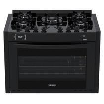 Fogao de embutir 5 bocas venax gaudi prisma vitreo bl preto gas glp