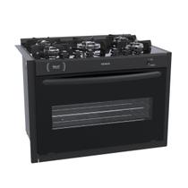 Fogao de Embutir 5 Bocas Venax Gaudi Prisma Vitreo Preto Gas Glp