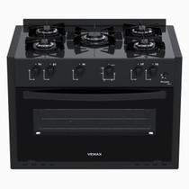 Fogao de Embutir 5 Bocas Venax Picasso Line Preto Fosco Gas Glp