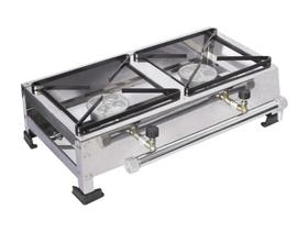 Fogão De Mesa 2 Bocas Alta Pressão 20x20 + Mangueira + Registro + luva termica