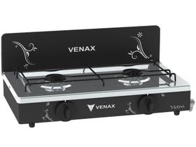 Fogao de Mesa 2 Bocas Venax Flamalar Vetro Preto Fosco Gas Glp Fogao de Mesa 2 Bocas Venax Flamalar Vetro Preto Fosco Gas Glp