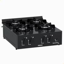 Fogão de Mesa 4 Bocas Venax Grand Petit Line Preto Gás GLP Bivolt 25999