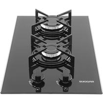 Fogão de Mesa Cooktop 2 Bocas Vidro Preto à Gás Suggar FG2002VP